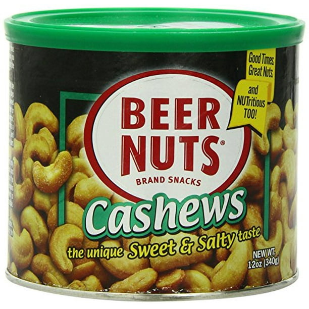 BEER NUTS 12 oz. Can Cashews Sweet and Salty Fancy Whole Nut