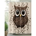 thumbnail image 2 of Fsddascl Coffee Owl Shower Curtain Set - 48" x 72" Washable Bathtub Curtain with 12 Hooks, Cute Bird Big Eyes Animals Brown Beans Waterproof Fabric Stall Shower Curtains for Bathroom/Bathtub Décor, 2 of 6