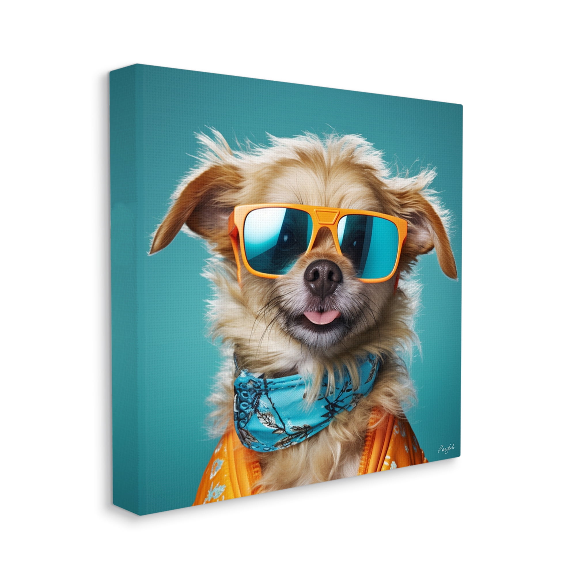Stupell Industries Hipster Dog Portrait Animals & Insects Painting Gallery Wrapped Canvas Art Print Wall Art, 30 x 30