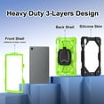 thumbnail image 3 of Dteck with Pencil Holder Case for Samsung Galaxy Tab S10 FE/S9 FE/S9 10.9 inch,Heavy Duty Silicone Case 360 Degree Rotating Handle Stand Cover with Shoulder Strap,Black+Green, 3 of 9