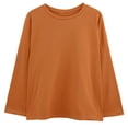 thumbnail image 4 of Camiseta de mujer Blusa suelta de manga larga de color liso Blusa tipo sudadera, Naranja, M Jumpingount AP001130-29, 4 of 7
