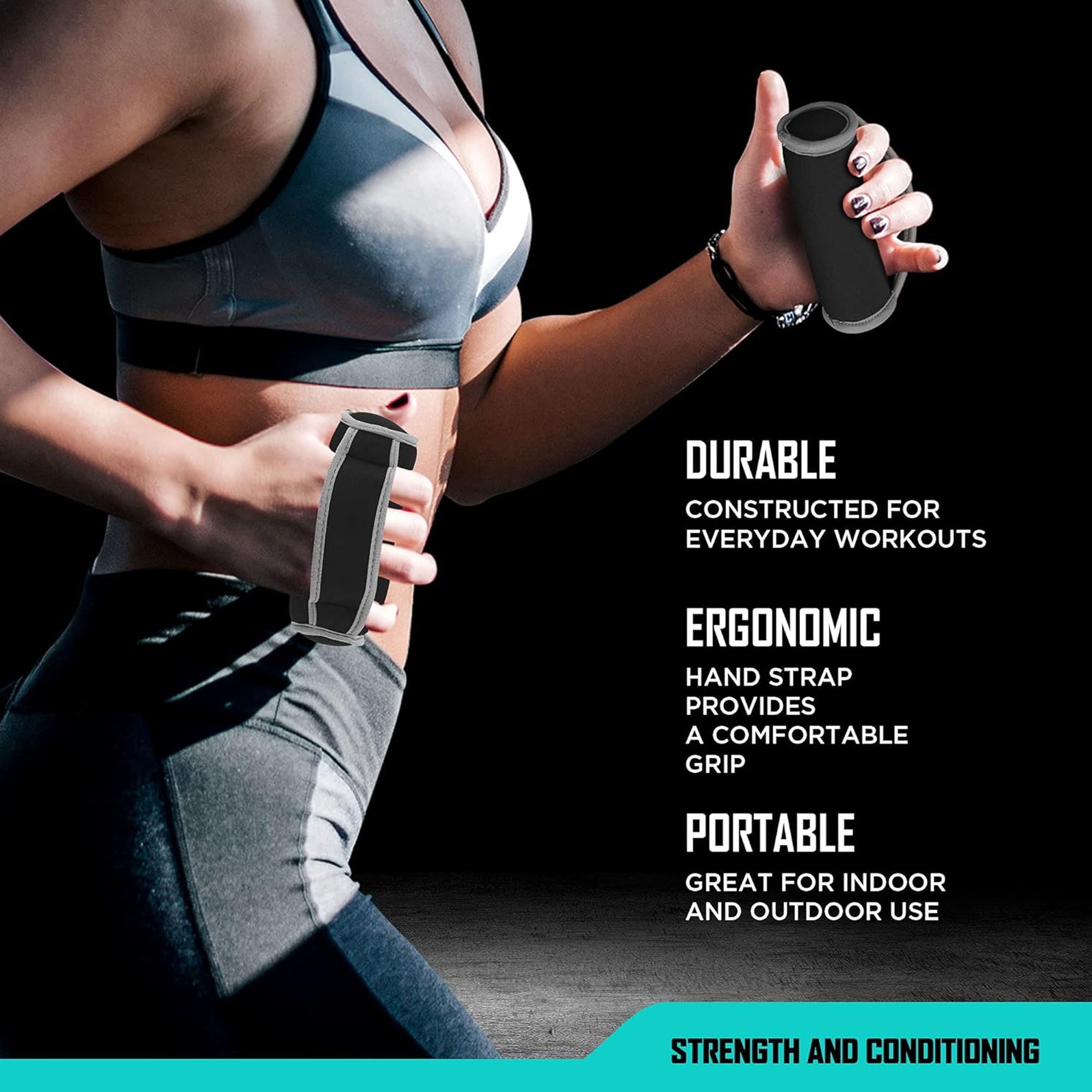 Soft dumbbells suitable for walking, running, physical therapy, and aerobic exercise - with ergonomic grip straps (2-piece set), men's and women's small weights