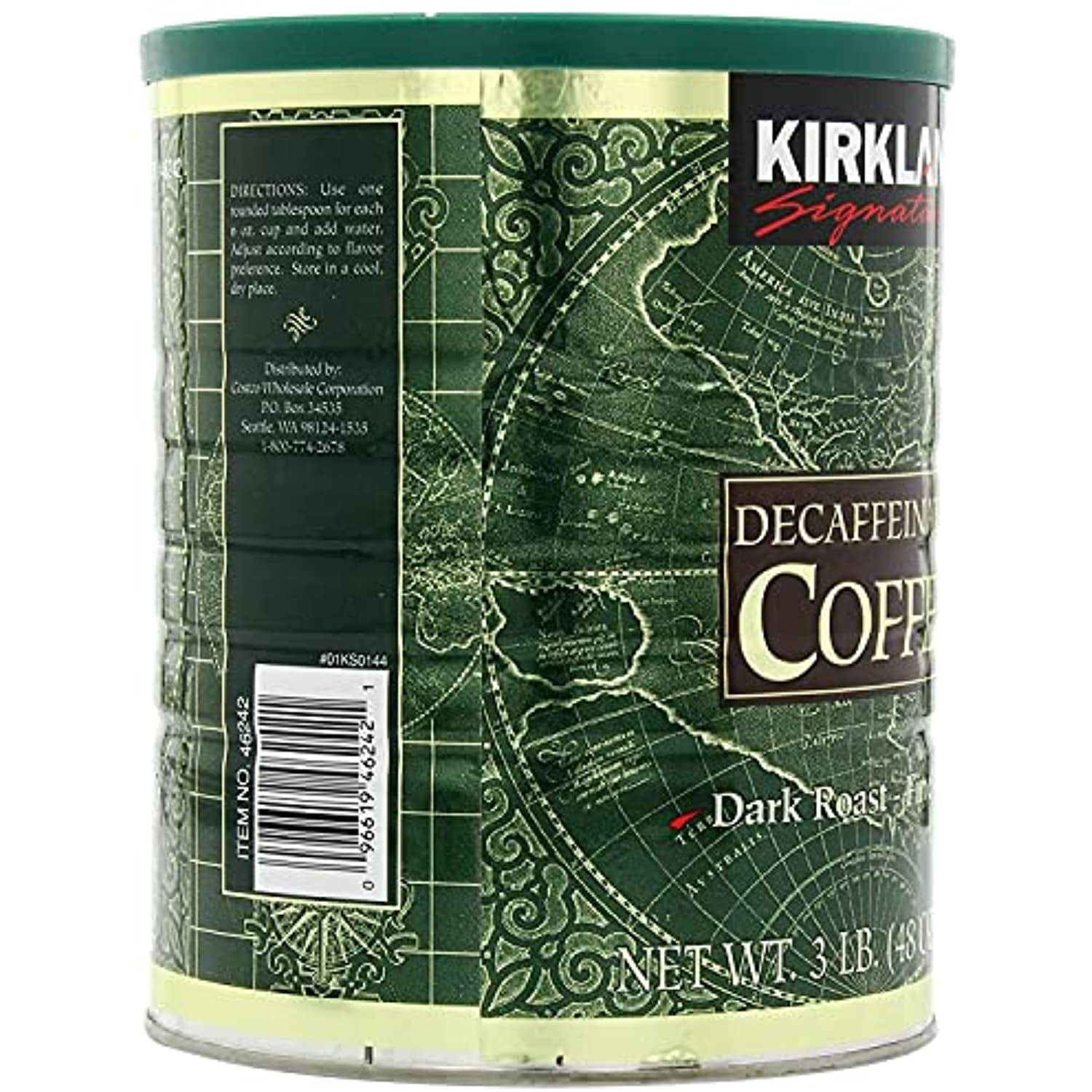 Kirkland Signature Dark Rost Fine Grind Decaf Arabica Coffee, 48 Ounce