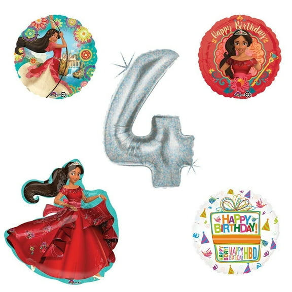 Princess Elena Of Avalor Holographic 4th Birthday Party Balloon Kit Decoratin...