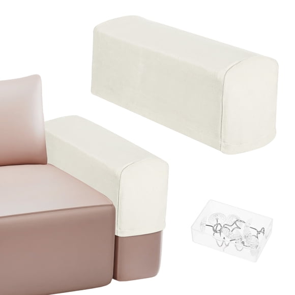 Fundas para brazos de sofá Uxcell para reposabrazos de 17.71 a 20" Longitud Antideslizantes Estirables [Blanco]