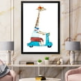 thumbnail image 3 of Designart 'Giraffe Dressed Up Wearing Helmet & Riding Blue Scooter' Children's Art Framed Art Print, 3 of 4