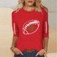 thumbnail image 1 of Heisall Womens Tops 3/4 Sleeve Round Neck Loose Casual Fashion T-Shirts Rugby Print, 1 of 4