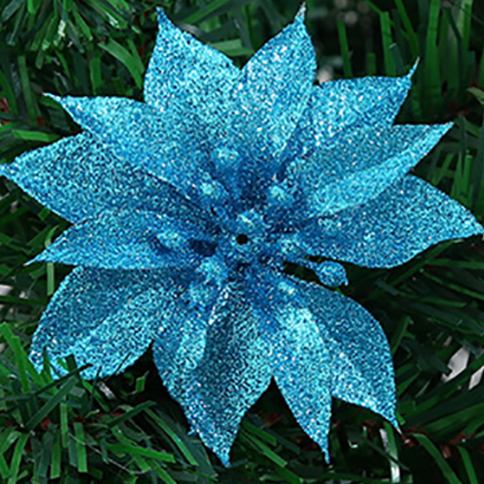 Details about   1/10pcs Christmas Poinsettia Glitter Flower Xmas Tree Party Hanging Decor 9cm / 