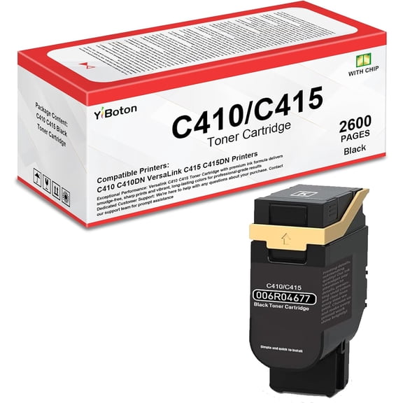 High Yield C410 C415 Black Toner Cartridge Replacement for Xerox 006R04677 Compatible with Xerox C410DN VersaLink C415DN Printers(1-Pack)
