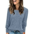 thumbnail image 1 of SNKSDGM T-Shirts à Manches Longues pour Femmes Blouses à Manches Longues pour Femmes Col Rond d'Hiver Rayures Brossées Couleur Unie m, 1 of 5