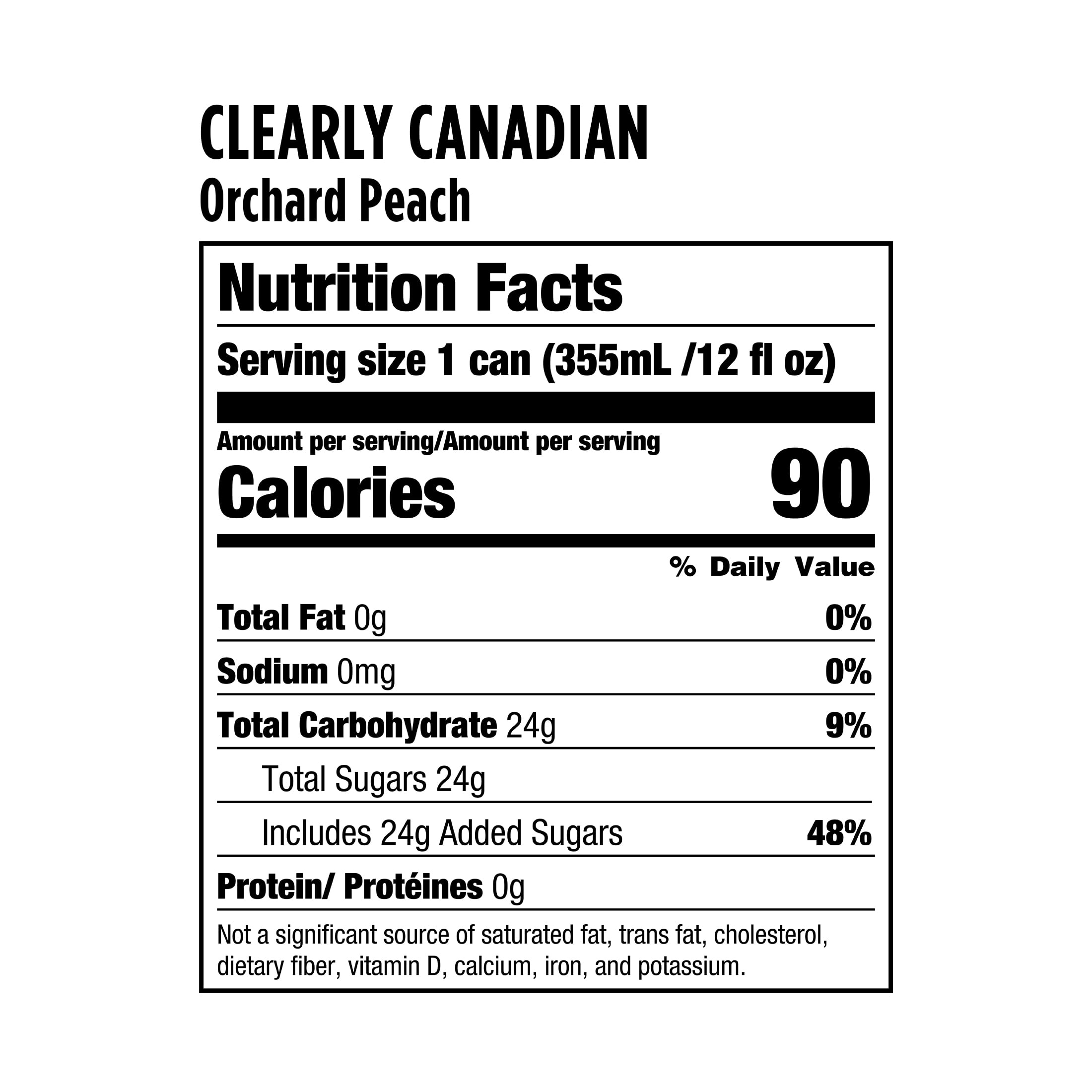 Clearly Canadian Orchard Peach Sparkling Water, 24-Pack, 12 oz Cans