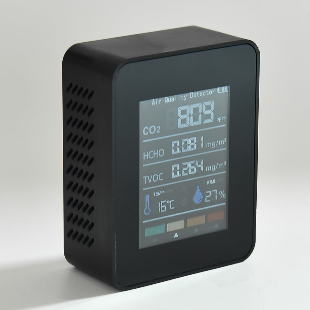 5 In1 Indoor Air Quality Monitor CO2 HCHO TVOC AQI Meter Detector Tester