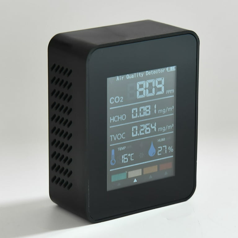 5 In1 Monitor qualità dell'Aria Interna Co2 Hcho Tvoc Meter Detector Tester  Temperatura E umidità Misuratore qualità dell'Aria Colorato Schermo LCD