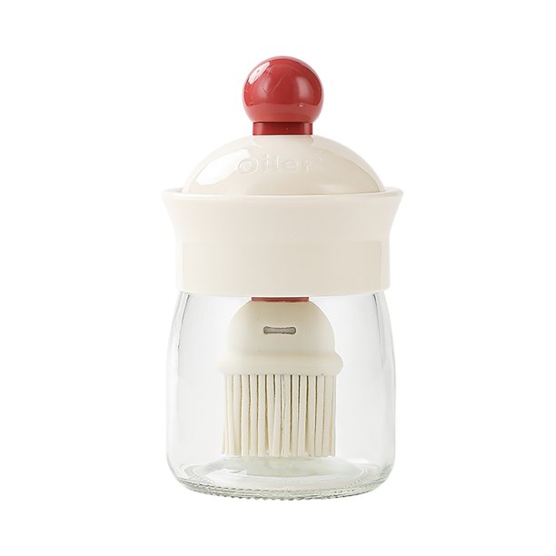 Dispensador de aceite con cepillo. Recipiente portátil para aceite con cepillo de silicona para barbacoas, horneados y cocina.