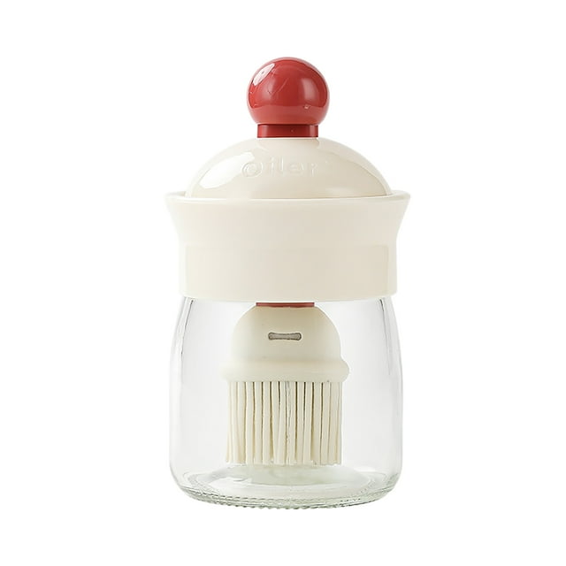 Amélioration de la Maison, Distributeur d'Huile avec Brosse Récipient d'Huile Portable avec Brosse en Silicone pour Barbecue Cuisson, Bouteille d'Huile
