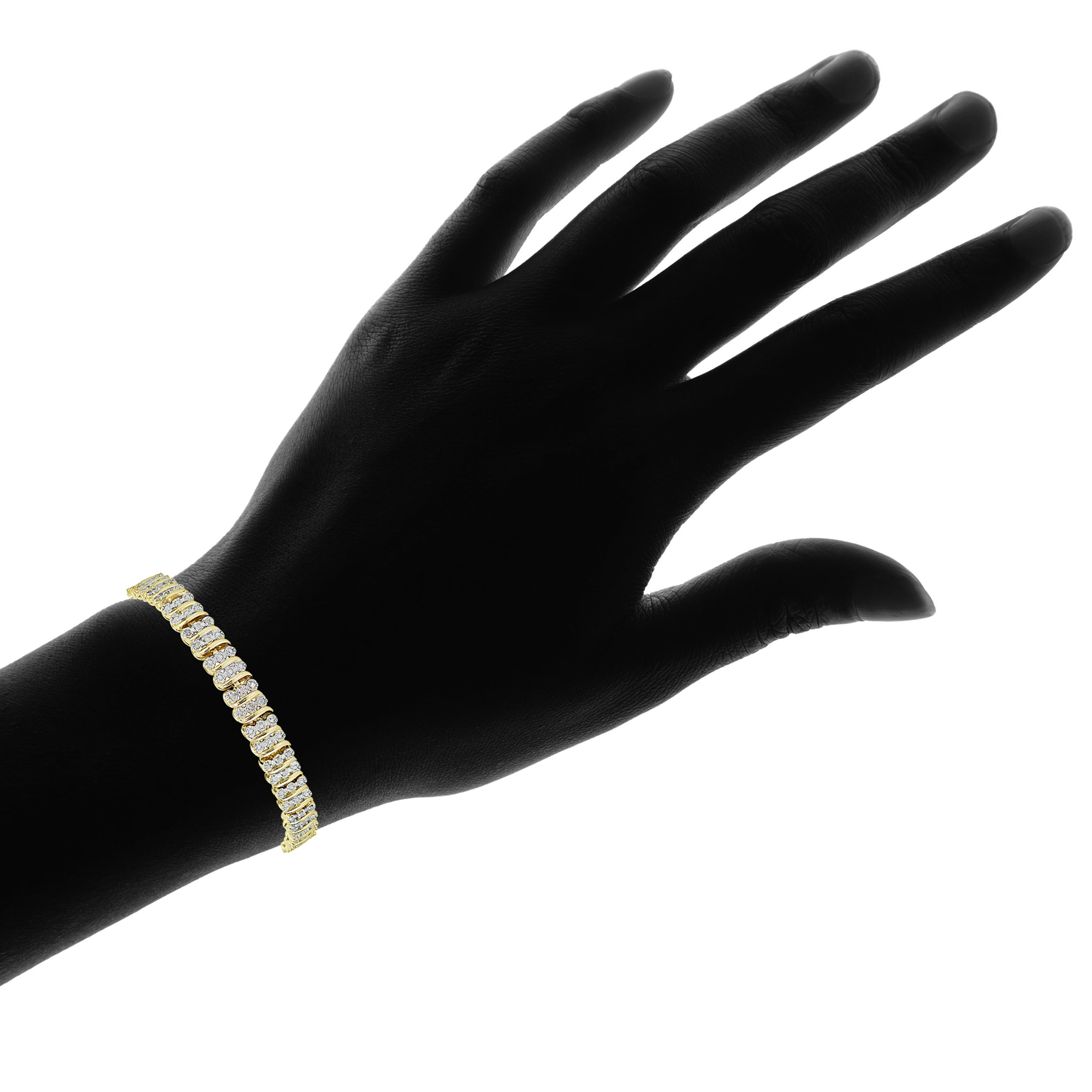 Gold Tone 0.25ct Diamond S Pattern Tennis Bracelet