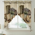 thumbnail image 2 of Vintage Farmhouse Swag Valances for Windows, Kitchen Window Curtains Over Sink, Retro Country Boots Flowers Leaf Book Window Treatment Curtains for Living Room/Bedroom Curtains 2 Panel Sets 36"x45", 2 of 8