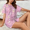 thumbnail image 4 of Wukai Butterfly 1 Print Women's Pajama Set - Short-Sleeve Top and Shorts with Elastic Waistband and Pockets for Loungewear, Yoga, and Casual Wear-X-Large, 4 of 6