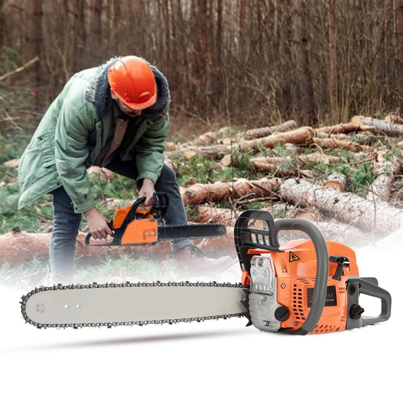 Ynce 58 cc Gas Powered Chainsaw, 20 in Quick-Switch Bars – 550 ml Fuel Tanks, Automatic Chain Oiler, Centrifugal Air Filter, Quick Start, Inertial Chain Brake