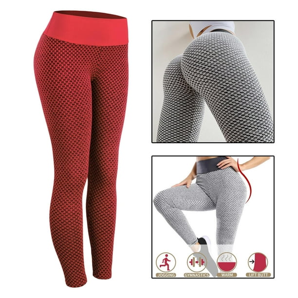 BELOVING Womens Leggings No See-Through High Waisted Tummy Control Yoga  Pants Workout Running Legging Red S 