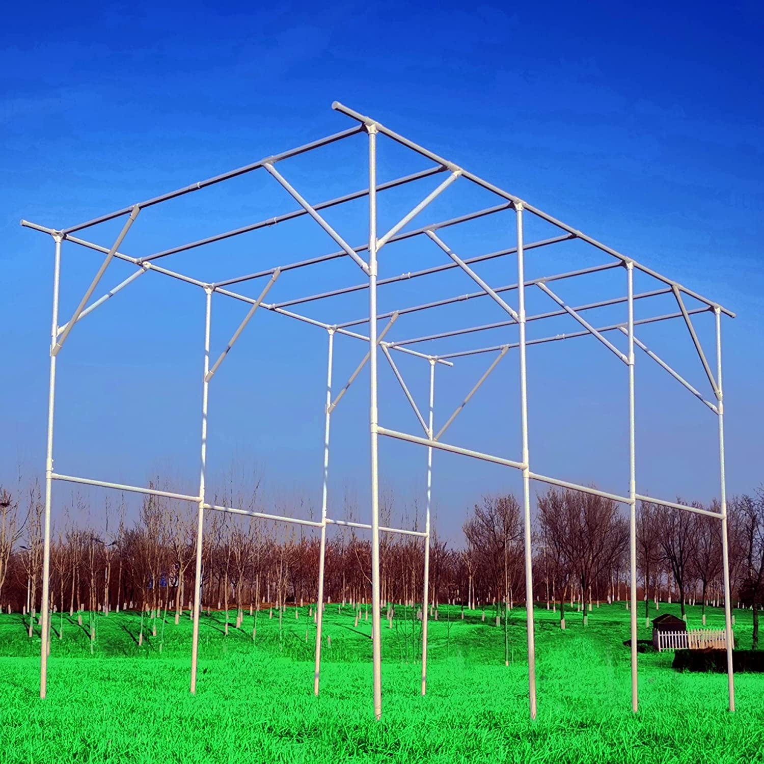 White Metal Large Grape Vine Support Arch Arbor Trellis