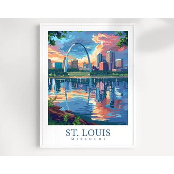 POSTER St Louis Travel Print Missouri Wall Art St. Louis Poster St. Louis Wall Hanging Home Decor St. Louis Gift Art Lovers Missouri travel Poster UNFRAMED, 12x18