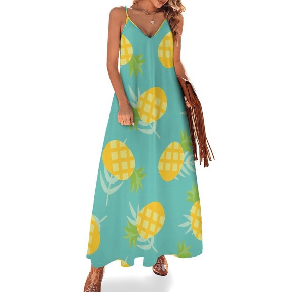 Pineapple Sleeveless Dress Loose Women's Dress Dresses Luxury Evening Dresses