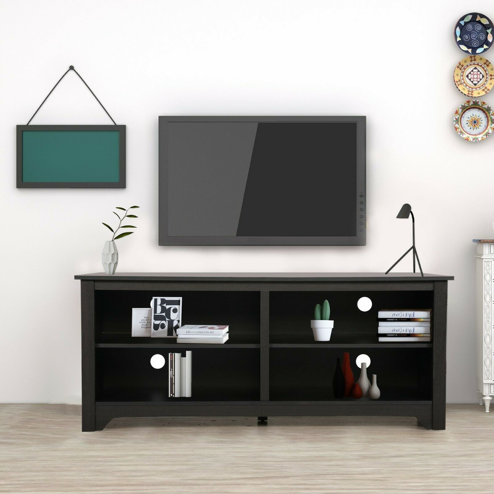 Private Jungle Wooden TV Stand - for TVs up to 65" Media Console Storage Cabinet Entertainment,Dark Brown
