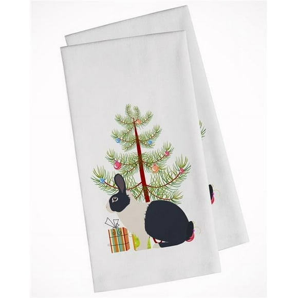 Carolines Treasures BB9325WTKT Dutch Rabbit Christmas White Kitchen Towel - Set of 2