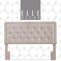 Elle Decor Amery Tufted Upholstered Queen Size Headboard with Adjustable Height, Pink