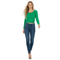 thumbnail image 2 of Women's Stretch Crop Top Pullover Sweater - Long Sleeve Slim Bodycon Crewneck Basic Casual Pullover Solid Cropped Knit Top MK3637-BGR-L, 2 of 5