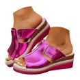 thumbnail image 3 of DAFEI Sandales pour Femmes Grande Taille Sandales et Pantoufles à la Mode Couleurs Vives Talons Compensés Rétro Bout Rond Semelle Épaisse Sandales à Bout Ouvert, 3 of 6