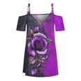 thumbnail image 4 of Summer Tops Viikei Womens Tops Clearance Under $5 Women Pirnt V-neck Short Sleeve Strapless T Shirt Polluver Blouse Tank Tops, 4 of 6
