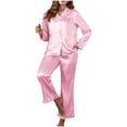 thumbnail image 2 of FAIWAD Silk Pajamas for Women Set Long Sleeve Button Down Sleepwear Comfy Loungewear Pjs Outfits, 2 of 6