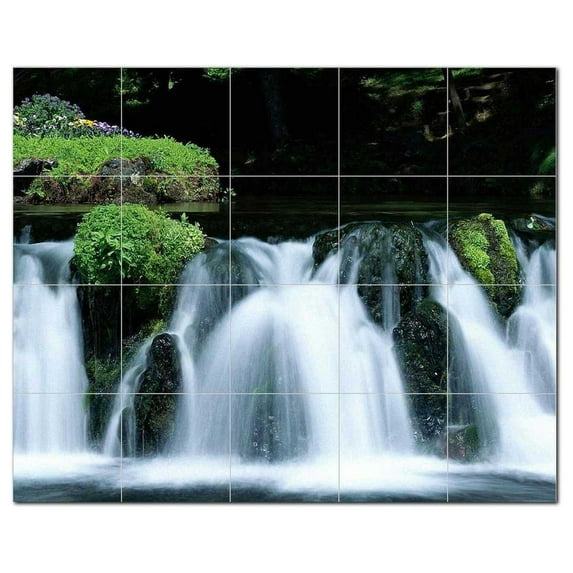 Waterfalls Photo Ceramic Tile Mural Kitchen Backsplash Bathroom Shower, 406228-S