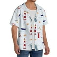 thumbnail image 2 of Gukieu Nautical Lighthouse Sailboat Print Men's Short-sleeved Shirts, Button-down Pocket Shirts, T-shirts, Beach Vacation Travel Summer Clothing-Small, 2 of 5