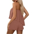 thumbnail image 6 of Womens 2 Piece Matching Outfits Bowknot Strapless Irregular Tube Top Shorts Sets Summer Casual Loungewear (2XL, Rose Gold), 6 of 8