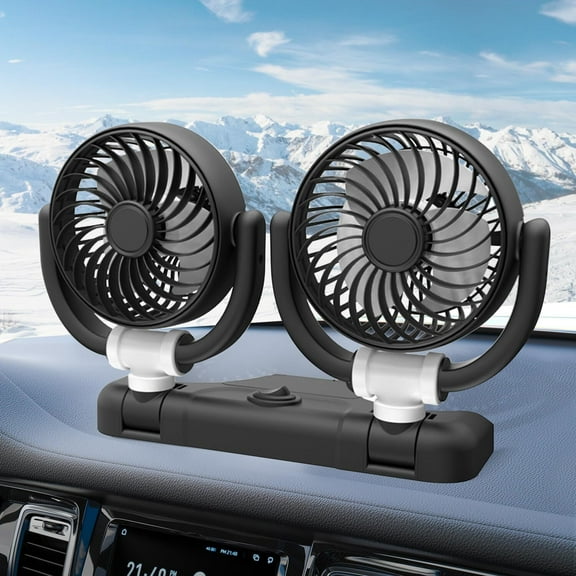 DAKINGS Car Fans That Blow Cold Air, Rechargeable Car Fan with 3 Speed Wind, Car Seat Fans for Baby, USB Fan for Car, Portable Car Fan for Sedan SUV RV Truck, Dual Head Car Fans for Front Seat