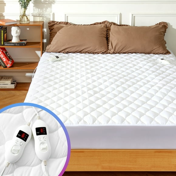 SERWALL Electric Mattress Pad, Heated Mattress Pad w/ Dual Heating Zone Safe Auto Shut off, King