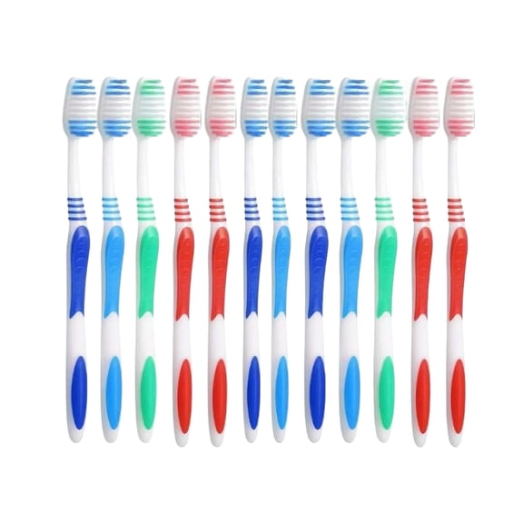 12-Count Extra Hard and Firm Bristle Adult Toothbrush Bulk Huge Head Bristle Full Head Manual Toothbrush