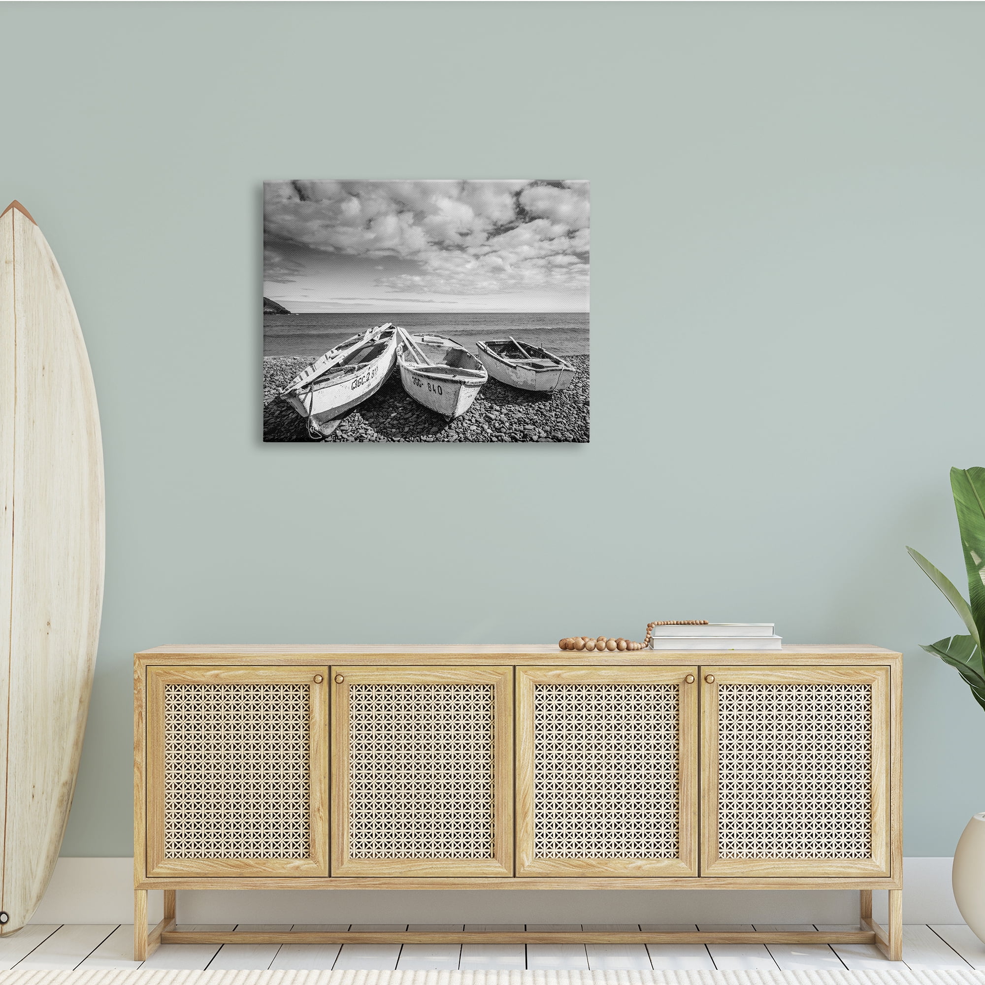 Vintage Rowboats on Rocky Beach Shore Nautical Photography 30 in x 40 in Photography Canvas Art Print, by Stupell Home Décor