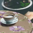 thumbnail image 3 of Ambesonne Flowers Vintage Fitted Round Tablecloth, Cottagecore Floral, 36"- 40" Diameter, Lavender Warm Taupe, 3 of 5