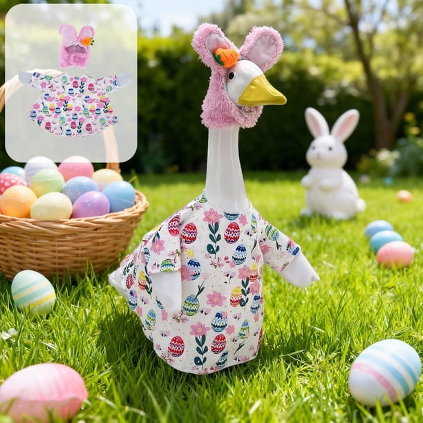 Decoraciones de Pascua, adornos de Pascua, regalos de Pascua, trajes de ganso de Pascua, estatua de ganso, vestido de Pascua, trajes de ganso de patio, conjunto de sombrero para estatua de 23 pulgadas