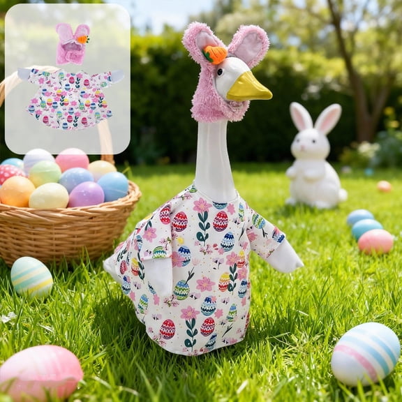 Sruoe Easter Porch Goose Outfits, Porch Goose Clothes, 23 Inch Cement Goose Clothes Dress, Duck Clothes for Spring Easter Holiday Outdoor Garden Yard Lawn Patio Statue Decor