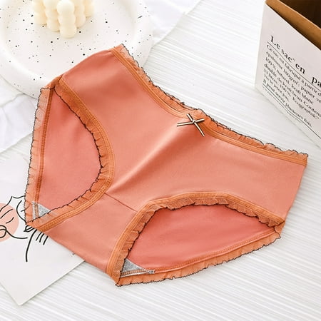 Wowcloth Clearance Milk Silk Breathable Mid Waist Girls Panties Sweet Lace Printed Comfortable Panties Best Gift