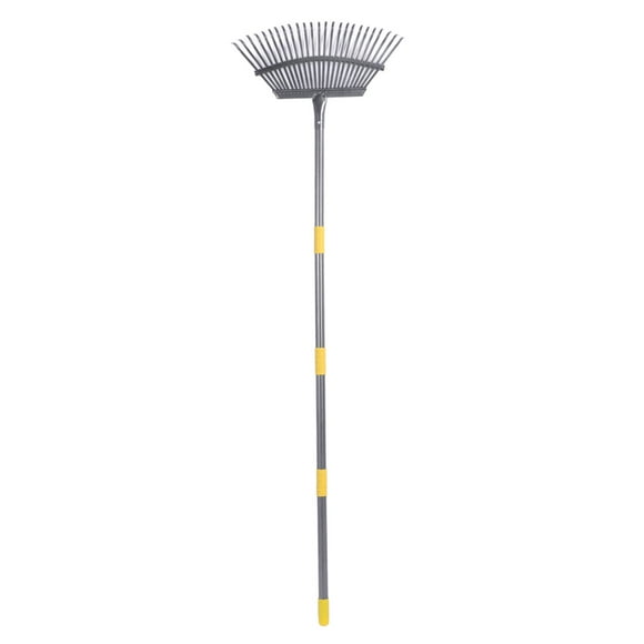 Rake Garden Rake Wide Leaf Rake for Shrub with 25 Tines Yard Thatching Rake with Adjustable Handle for Picking Leaves Grass Clippings Garbage