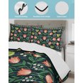 thumbnail image 3 of Full Size Quilt Bedding Set, Vintage Tulip Flower Reversible Summer Quilt 3 Pieces, Abstract Ethnic Floral Birds Bohemia Lightweight Bedspreads Coverlets with 2 Pillow Shams for All Seasons, 3 of 5