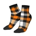 thumbnail image 2 of Bingfone Orange Plaid Design Patterned Men'S Women'S Casual Cotton Socks, 2 of 9