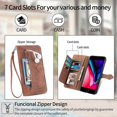 thumbnail image 3 of Case for iPhone 8 Plus/7 Plus Zipper Wallet Cover Lanyard Crossbody Neck Strap -Brown, 3 of 5