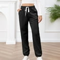 thumbnail image 2 of Ladies Winter Pants Lace-up High Waist Pockets Cotton Thermal Sweatpants Knit Textured Pajama Bottoms Joggers (XX-Large, Black), 2 of 6